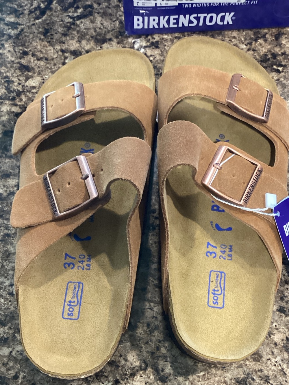 Birkenstock Brown Suede Two-Strap Sandals with Buckles MINK